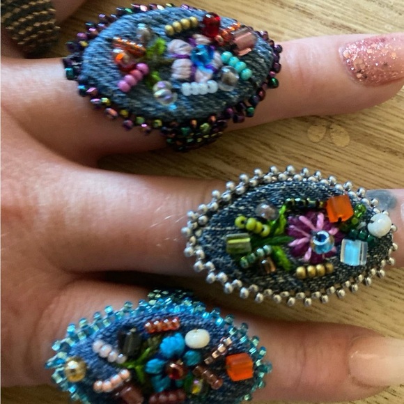 Handcrafted Beaded Statement Rings - Picture 2 of 9